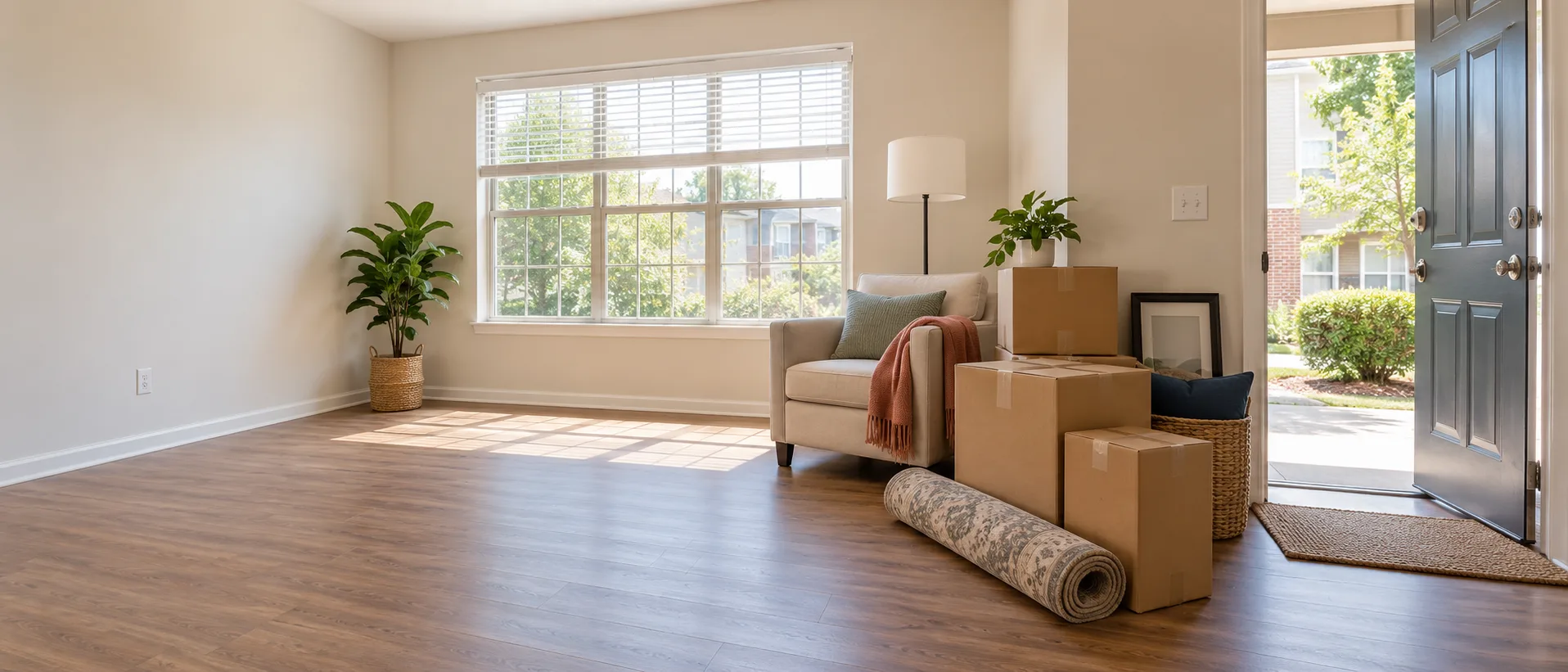 Bright apartment prepared for a moving cleanout